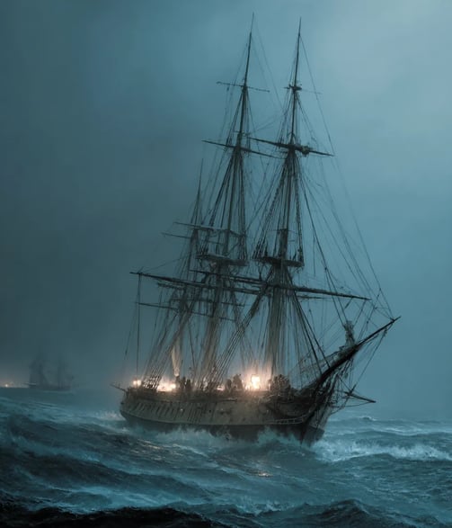 Mauritanian coast: the French frigate Medusa lurches violently as the hull grinds against coral