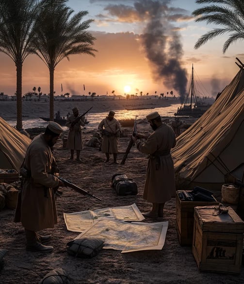 Indian troops in World War I preparing for offensive at Basra, Mesopotamian campaign