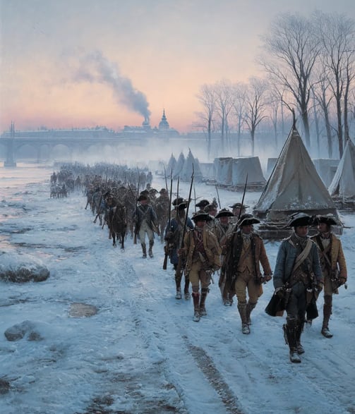 dawn light struggling through a fierce snowstorm as King Charles XII’s 8,000 Swedish soldiers