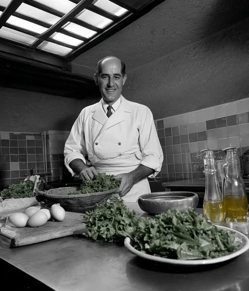 Caesar Cardini in a white double-breasted chef’s coat