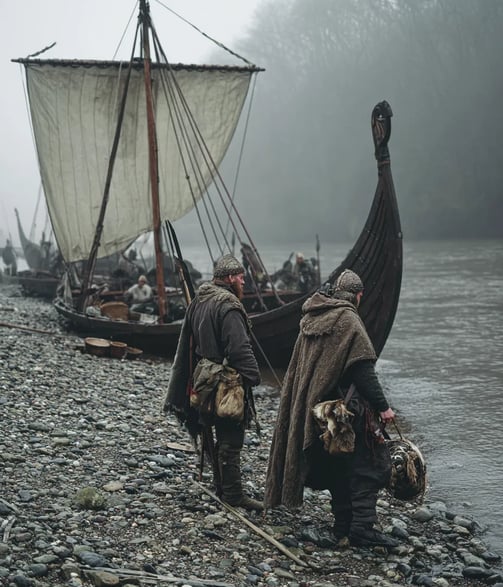 River Liffey Shore, 988 AD: Arrival of the Longships