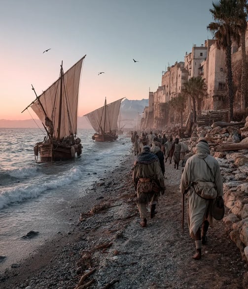 Berbers at north african shore