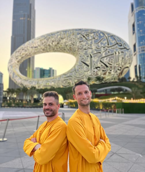 Emir and Florian in yellow Kandora
