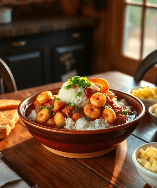 Louisiana Seafood Gumbo in a bowl