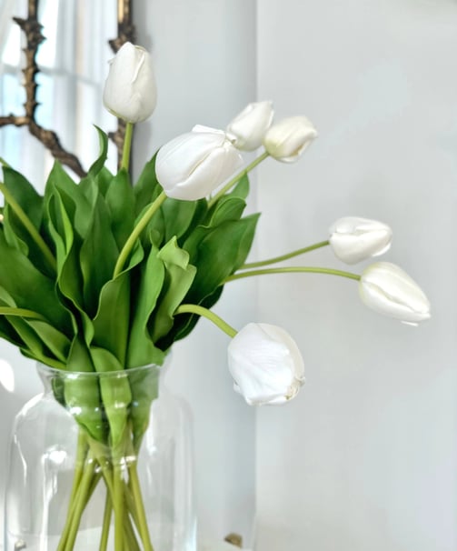 white faux tulips