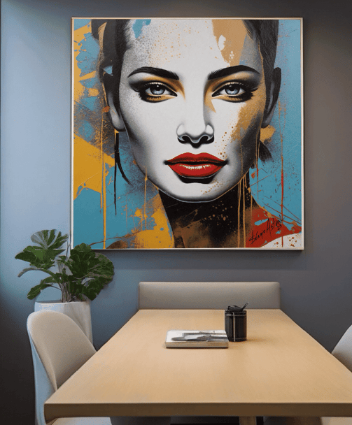 Pintura em estilo Pop-Art de uma mulher sorridente - por Sérgio Astral
