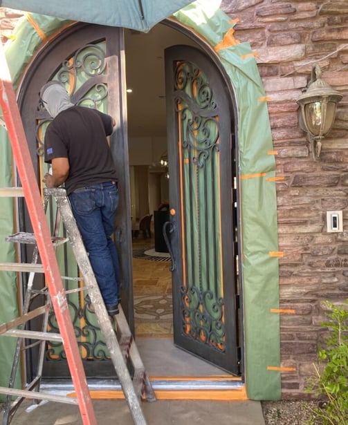 Refurbishment of Exterior Iron Double Doors