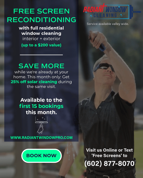 promotion flyer for window and screen cleaning service