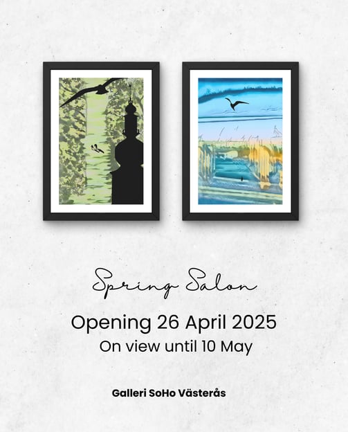 a couple of framed prints of a bird and tower and a bird flying over a body of water