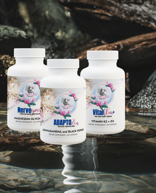 Nighttime D3, K2, Magnesium, and Ashwagandha supplements for relaxation and sleep