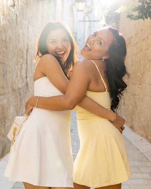 fun vacation photoshoot of 2 friends in Mdina Malta