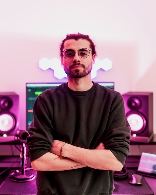 Roger Magrià, Soundtrack Composer for Films and Games, working in his studio on a cinematic score