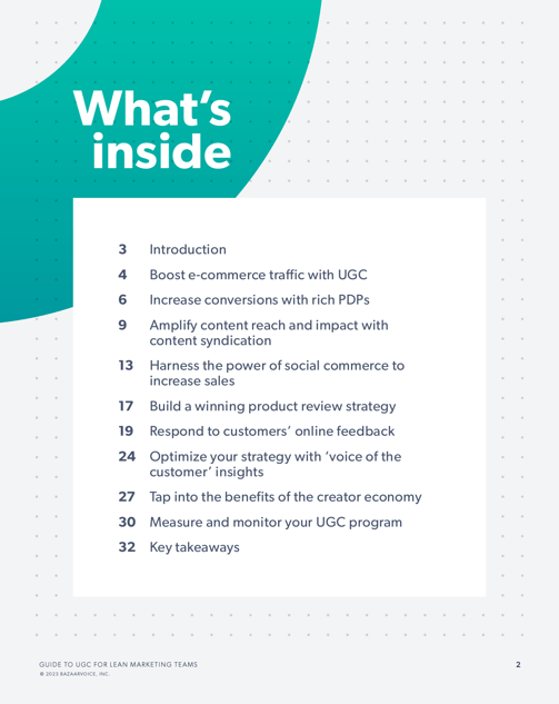 Image of e-book writing sample from Glen Cadorette: Table of Content page.