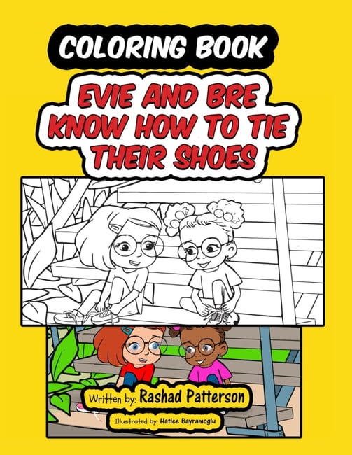 two bestfriends learn how to tie shoes coloring book