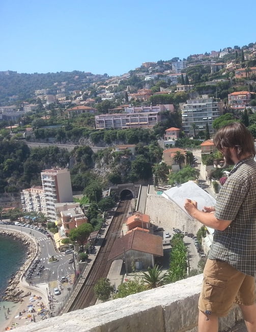 City sketching villefranche sur mer Evgeny Bondarenko