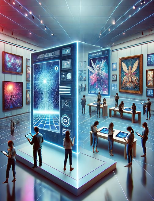 visitante apenas observa as obras, nas galerias virtuais