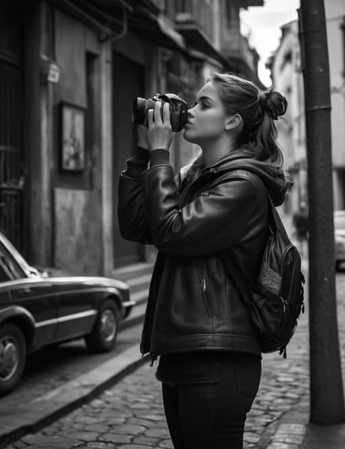 Fotografia em preto e branco de um retrato expressivo, mostrando como a fotografia captura momentos
