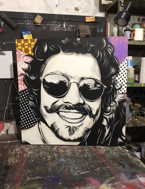 Retrato de uma figura histórica em um estilo modernizado por Sérgio Astral.