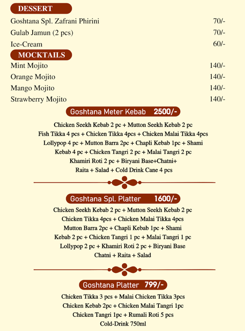 a menu of a restaurant with a menu listing