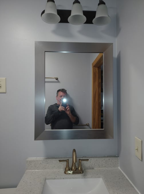 Picture of bathroom remodeling in Goshen, IN by owner Randy Gill (self-portrait).