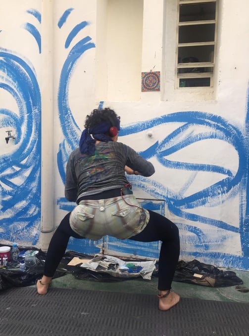 début de peinture murale