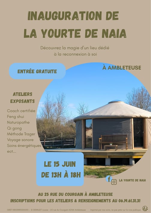 Affiche de l'inauguration de la yourte de naia