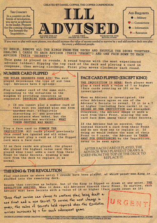 The cover of Ill Advised. An old paper background is overlaid by typewritten text in the style of an old telegram.