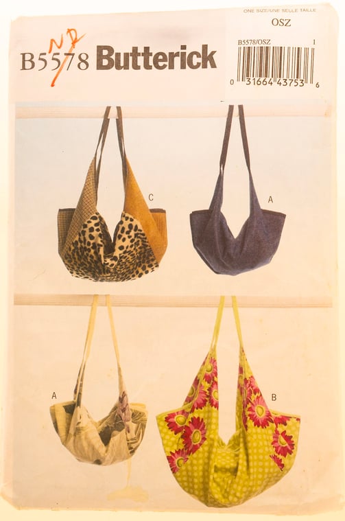 Butterick B5578 Pattern Small Medium and Large Tote Bag