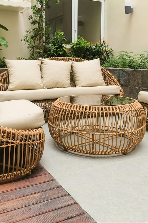 boho rattan coffee table
