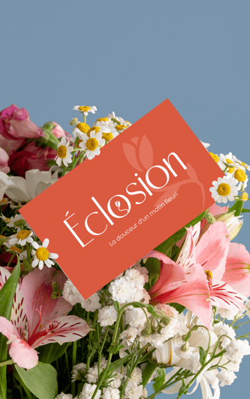 Logo - Identité visuelle - Éclosion - Fleuriste - carte de visite - Amy Atelier Graphique