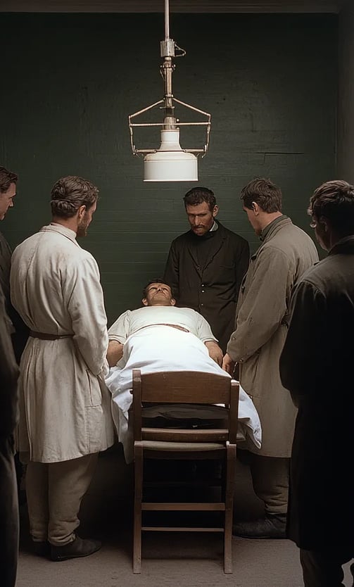 . Dr. Morton stands by his patient, who lies peacefully in the chair, still under the effects of eth
