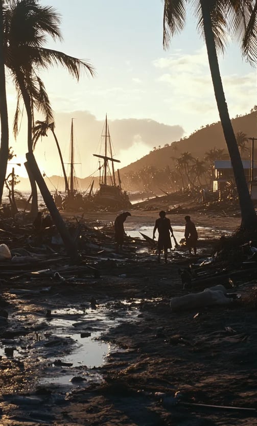 urvivors_Surveying_the_Damage_At_dawn_after_the_hurricane