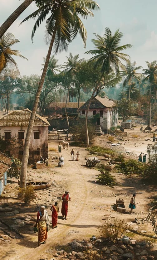 A wide-angle view of Porbandar’s coastline in 1869.