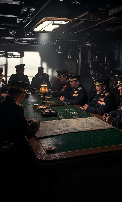 Aboard the Akagi, November 26, 1941 Pacific, in a dimly lit war room