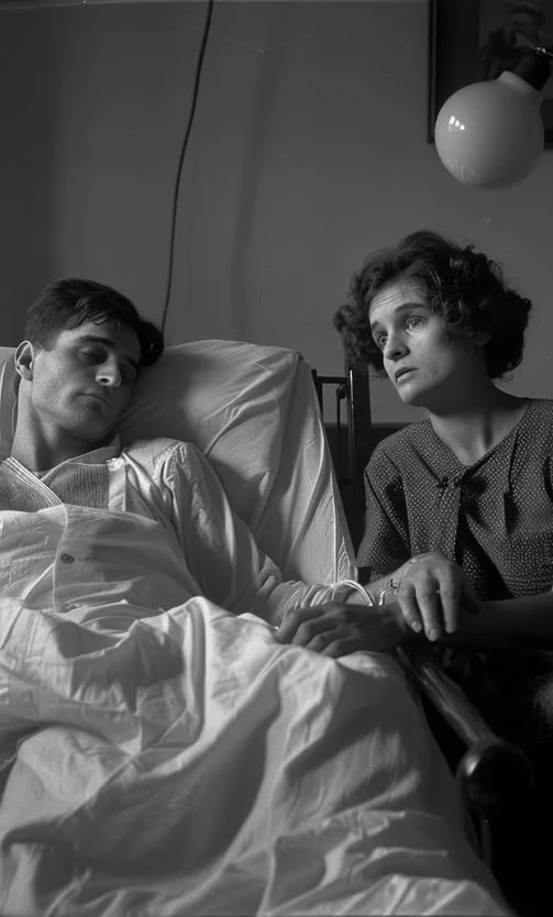 Houdini lying in a hospital bed