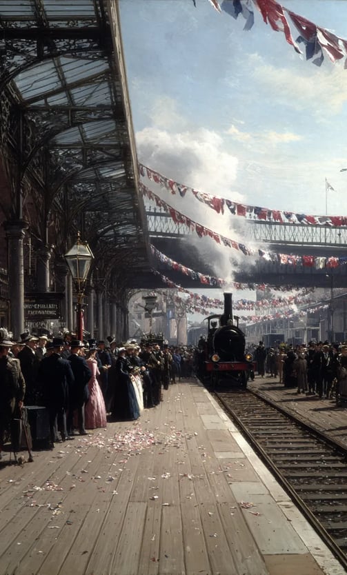 Loughborough Station, England, 1841: Festive Arrival