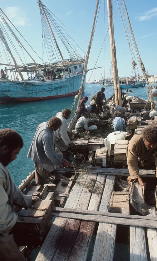 weakened survivors in salt-stained linen coats and faded dresses