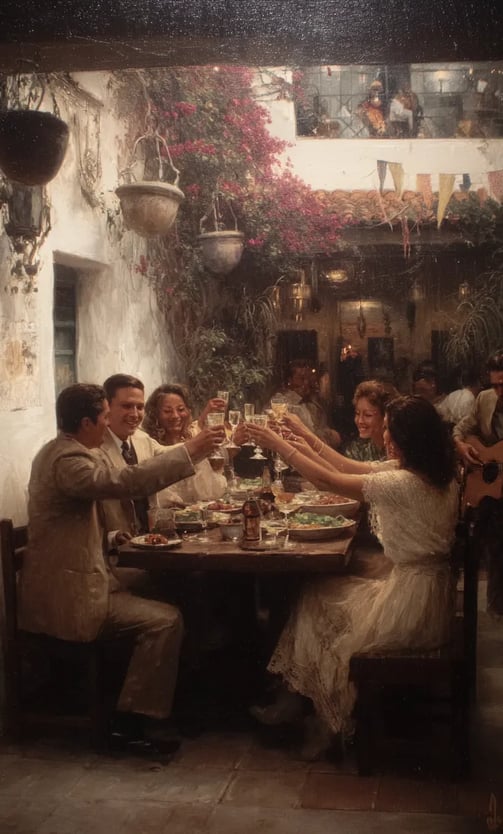 Tijuana Restaurant Patio, Sunset July 4th 1924: Celebratory Toast