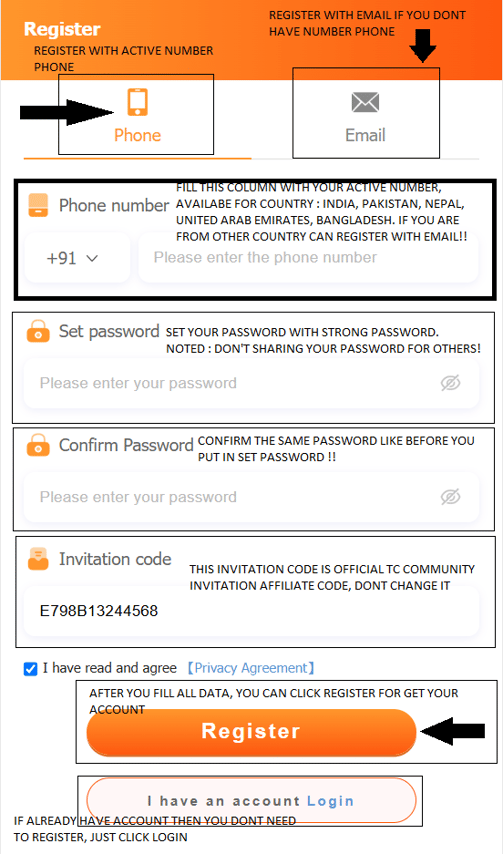 how to register to TC Lottery?
