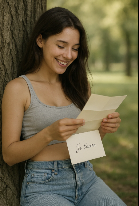 Une femme lit une lettre d'amour pour la journée mondiale de la petite amie.