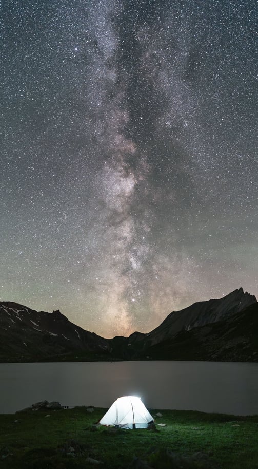 Voie lactée lac jovet tente de nuit bivouac étoilé