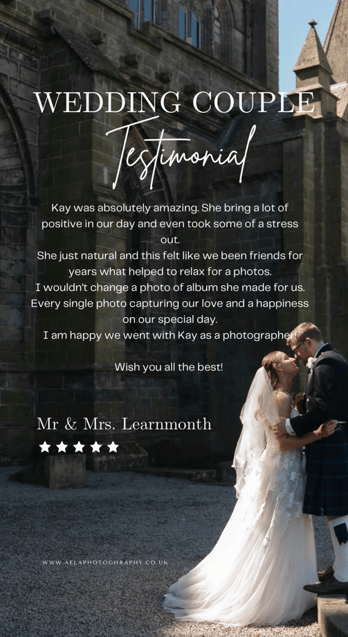 a bride and groom kissing in front of a castle