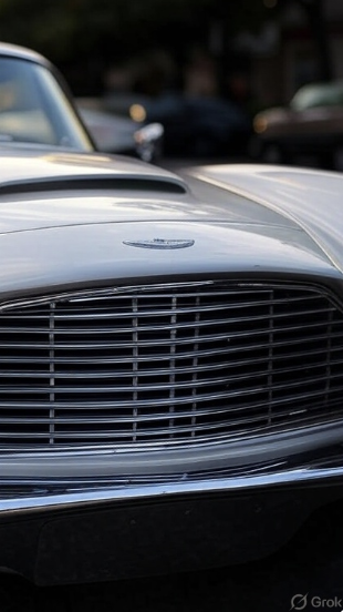 vue avant d'une Aston Martin pour la journée nationale des véhicules d'époque