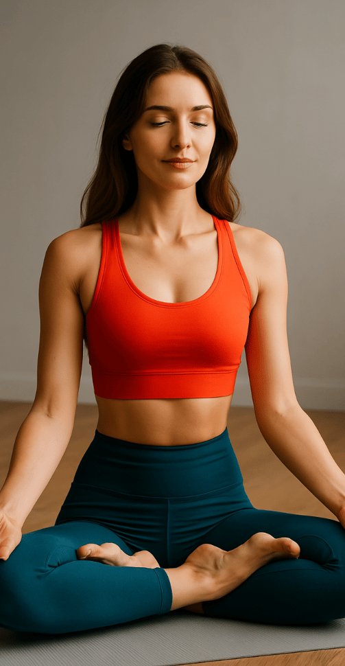 Femme en position yoga pour la journée mondiale du yoga