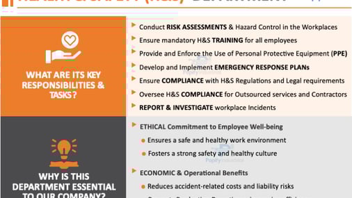 Key roles of a Healthy and Safety department