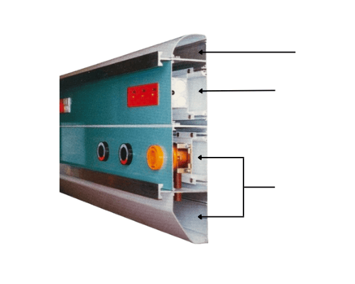 HTM-compliant medical trunking with gas pipeline and electrical wiring.