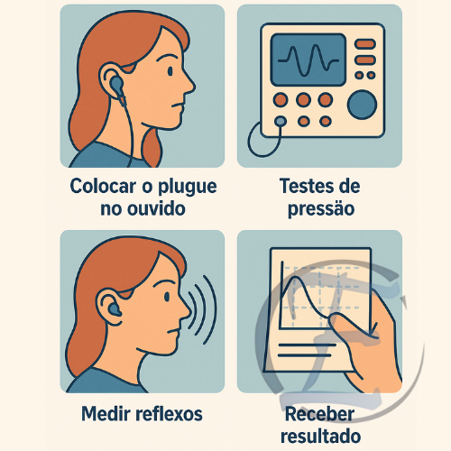 exame rápido e indolor que avalia a integridade da orelha média, timpano e cadeia ossicular