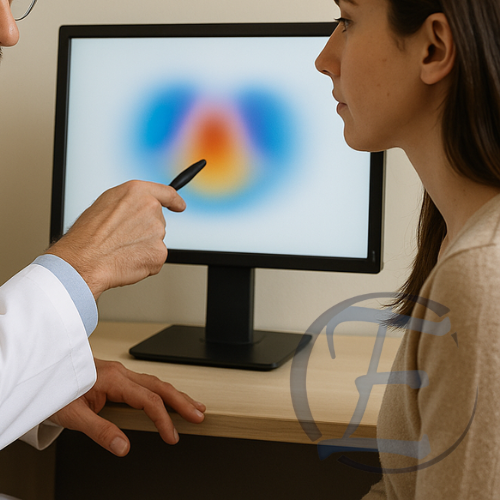 a doctor examining a patient's eye