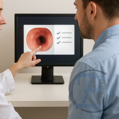 a doctor examining a patient's chest with a computer screen