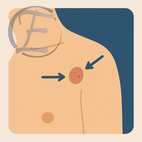 Ilustração explicativa de lesão cutânea estética com indicação de retirada.